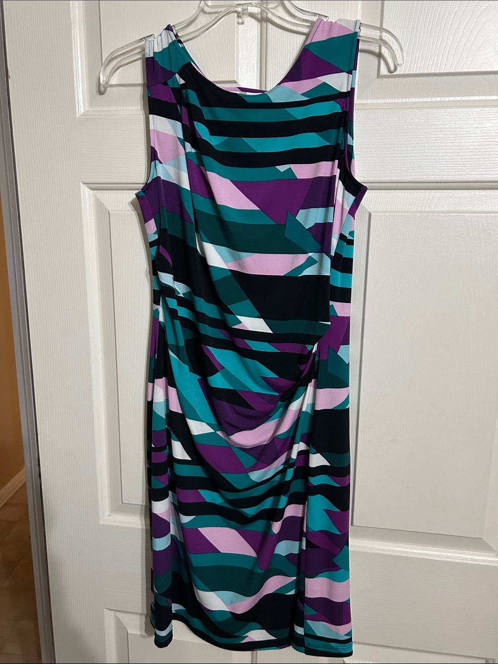 Calvin Klein Sleeveless Midi Dress — Teal, Purple, Black & Light Pink - Picture 1 of 1